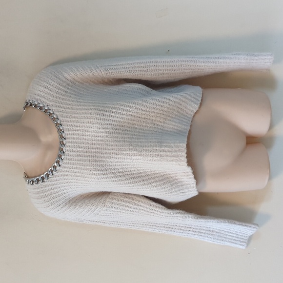 Zara Wool Blend Chain Collar Cropped Sweater S - Picture 6 of 16